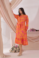 Ochre Clothing Women's Georgette Printed Dress