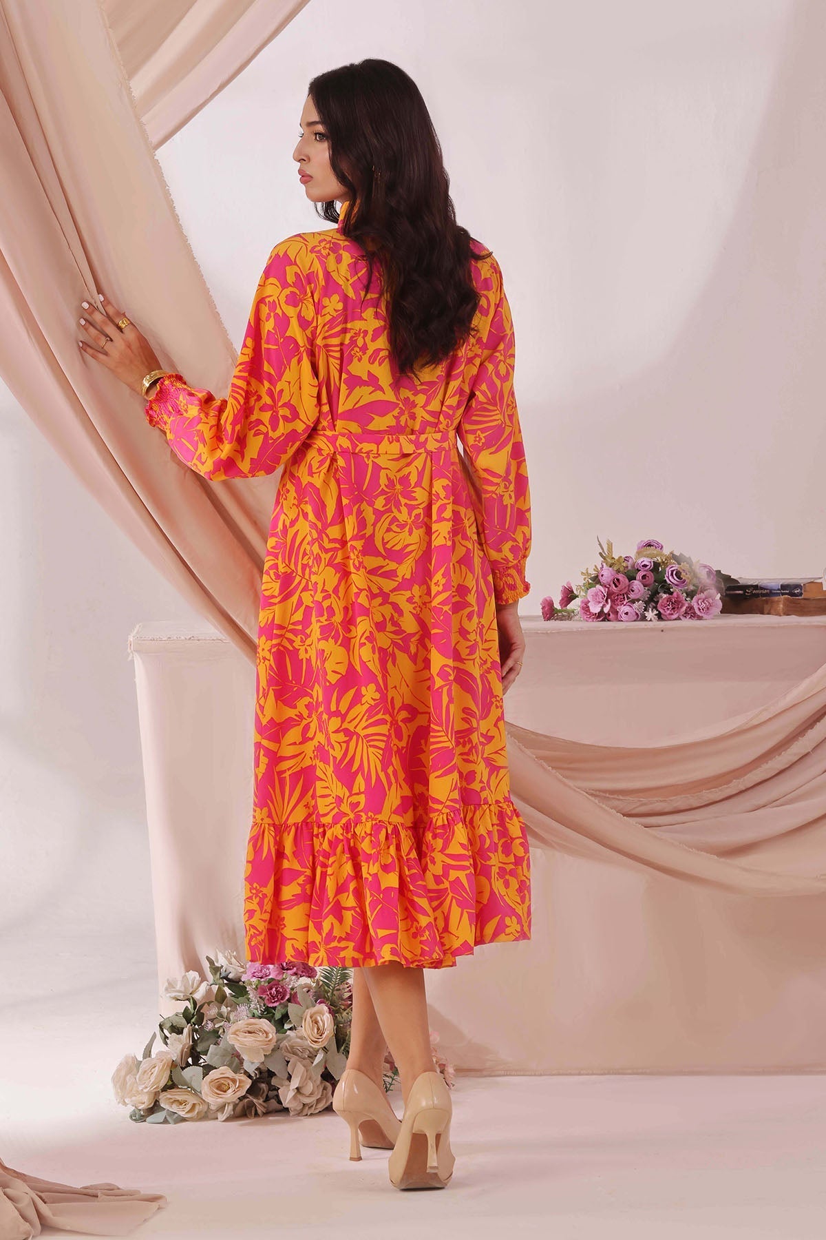 Ochre Clothing Women's Georgette Printed Dress