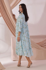 Ochre Clothing Women's Chiffon Printed Dress