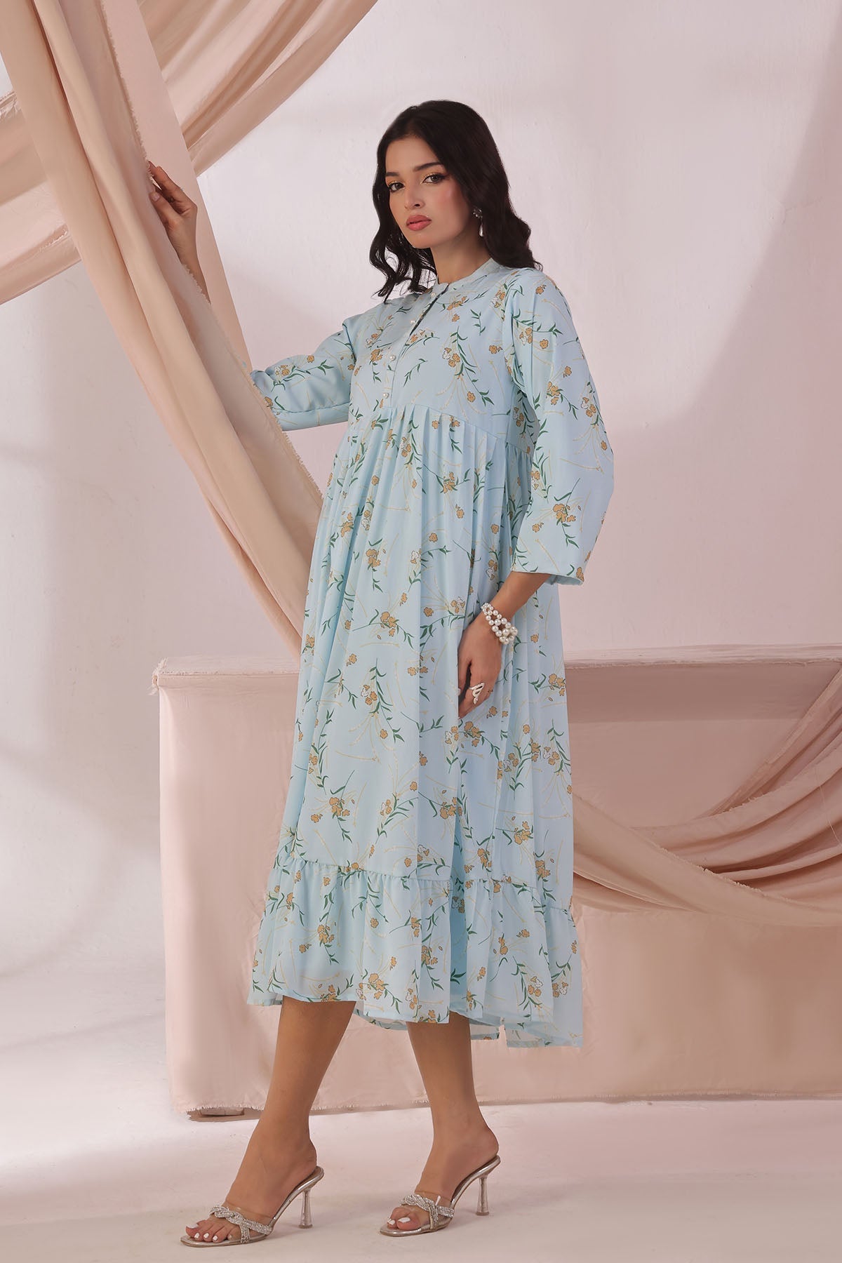 Ochre Clothing Women's Chiffon Printed Dress