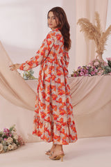 Ochre Clothing Women's Georgette Printed Dress