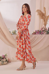 Ochre Clothing Women's Georgette Printed Dress