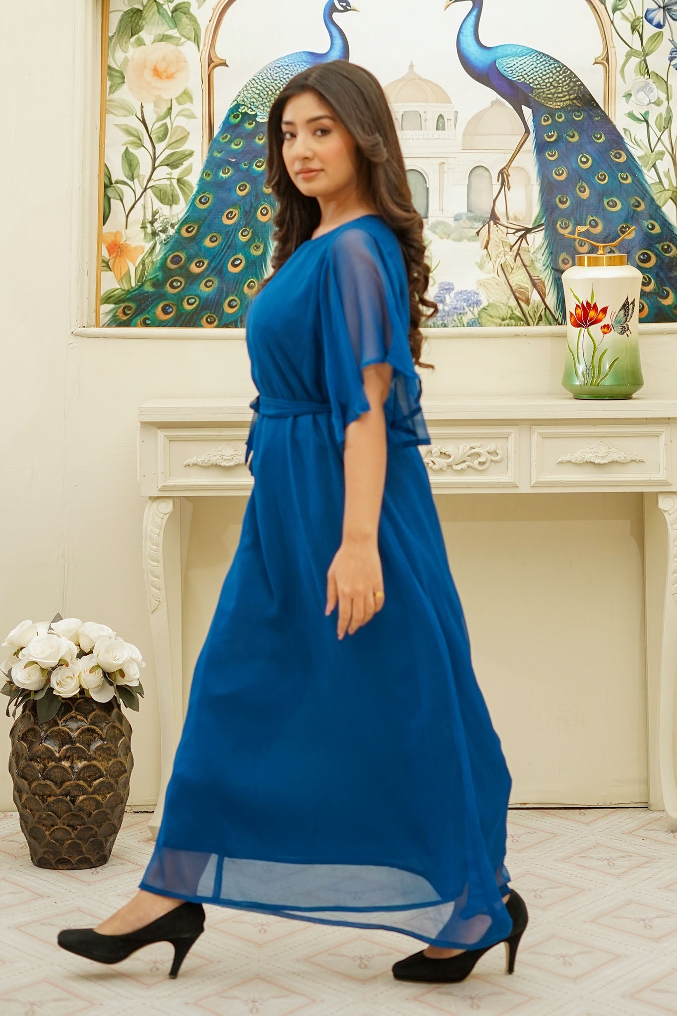MeBae Stitched Frock Collection-Royal Sapphire Flare Dress