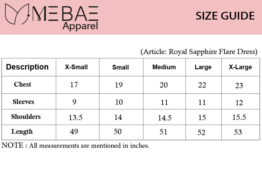 MeBae Stitched Frock Collection-Royal Sapphire Flare Dress