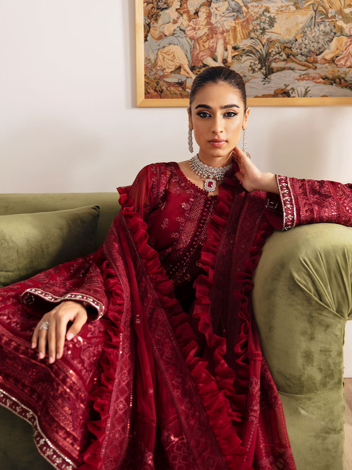 Gulaal Unstitched 3 Piece Emb Chiffon Vol-01 Collection'2023-Ruby GL-EC-23V1-02