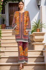 Sada Bahar Stitched Co-Ords Digital Printed Cotton Collection'2025-PS-284-Orange