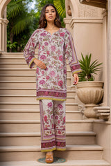 Sada Bahar Stitched Co-Ords Digital Printed Cotton Collection'2025-PS-282-White