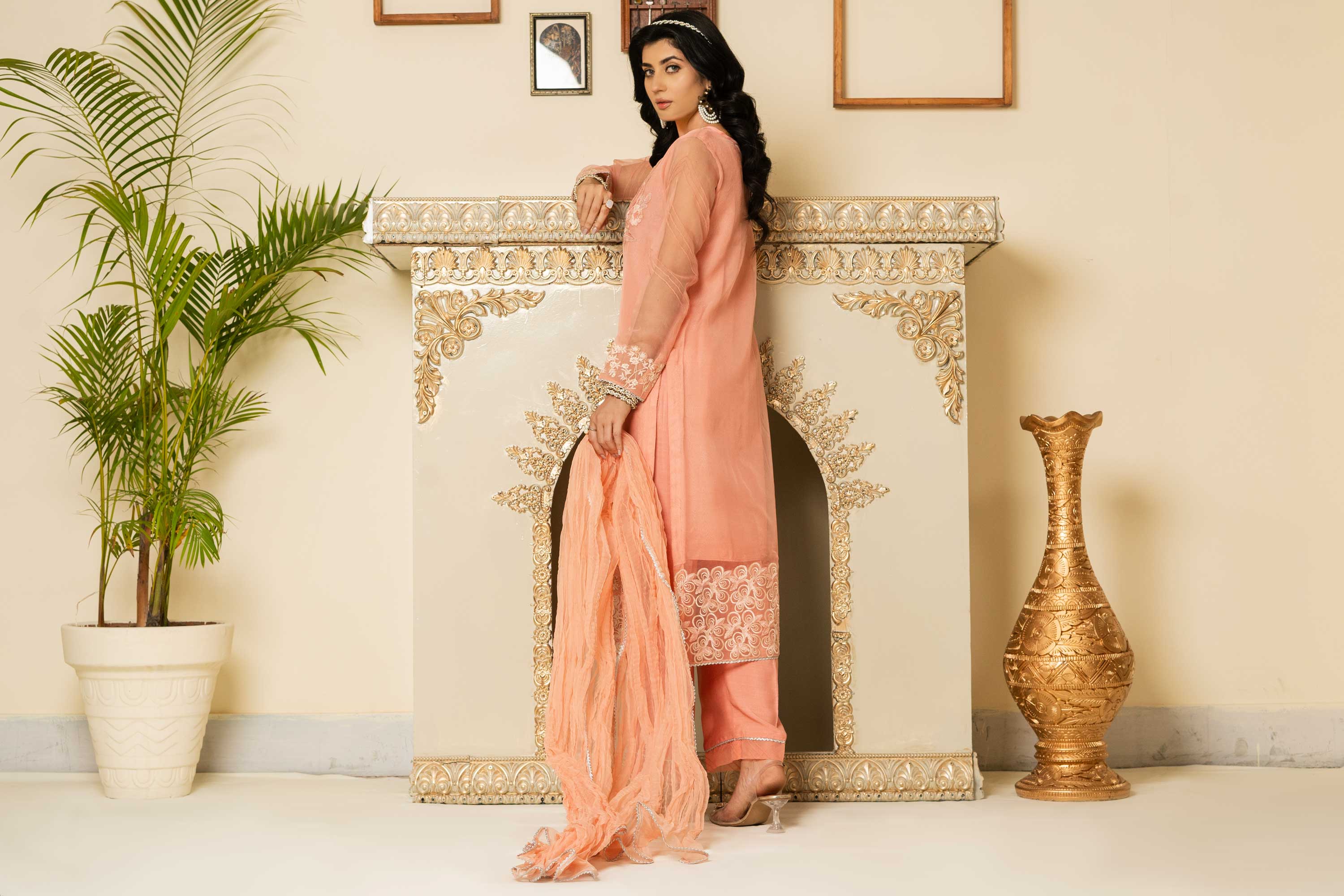 Aayra Stitched Formals Collection'2025-AY439 - Peach Garden 3Pc