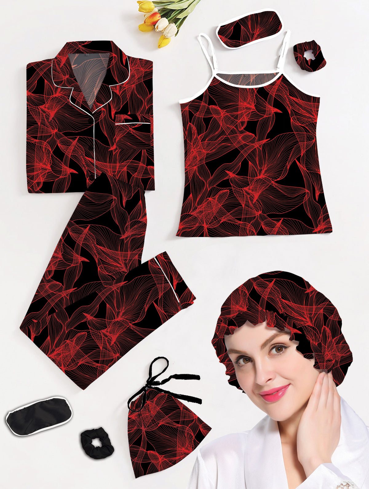 Studio By Arj Eshaal Omani Pure Radiance – Silky Nightwear 7-Piece Set