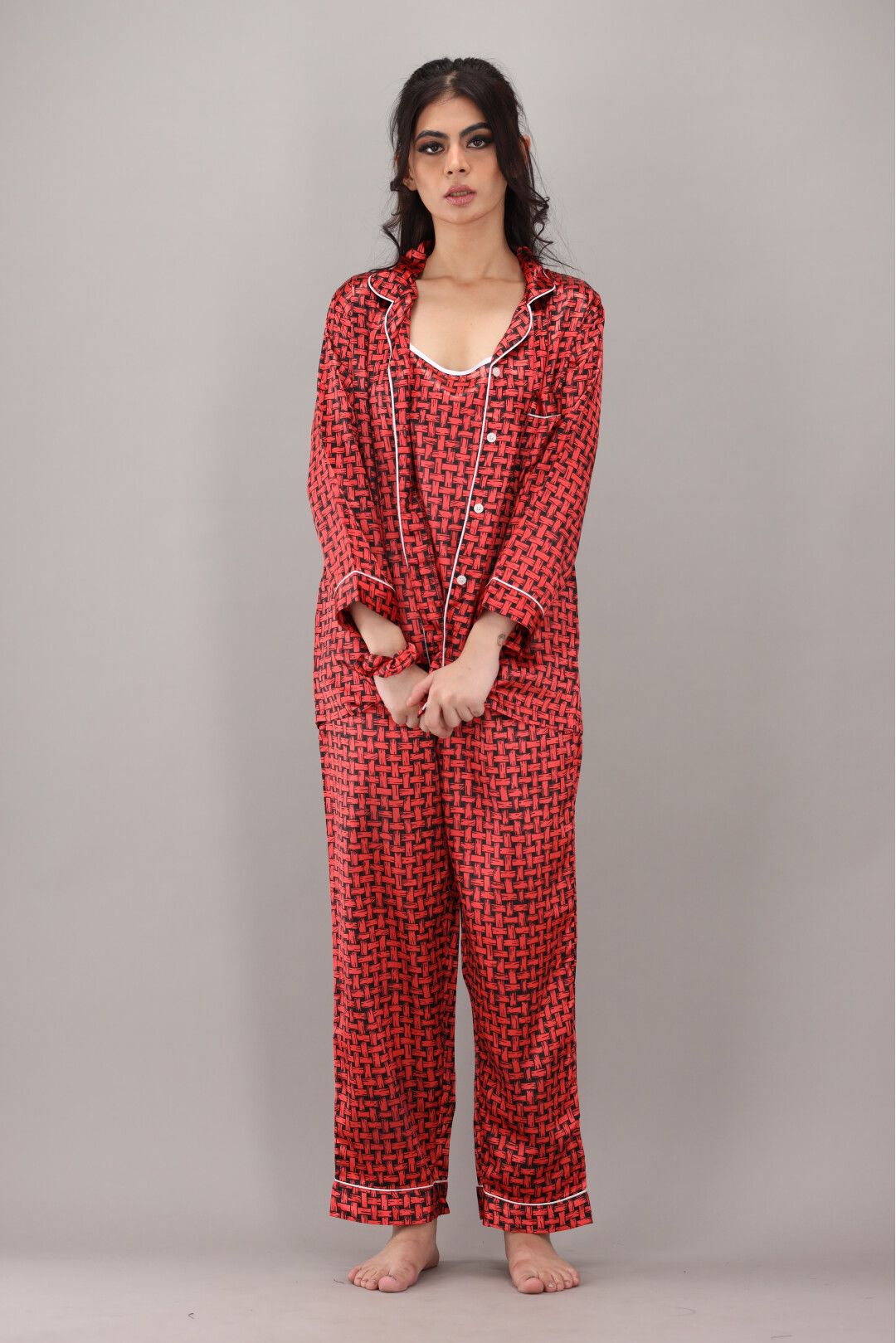 Studio By Arj Eshaal Omani Chic Nightwear Collection – Perfect Blend of Comfort & Fashion Silky Finish Night Dress For Women and Girls 7 Piece Night Wear Women's Pajama Sets