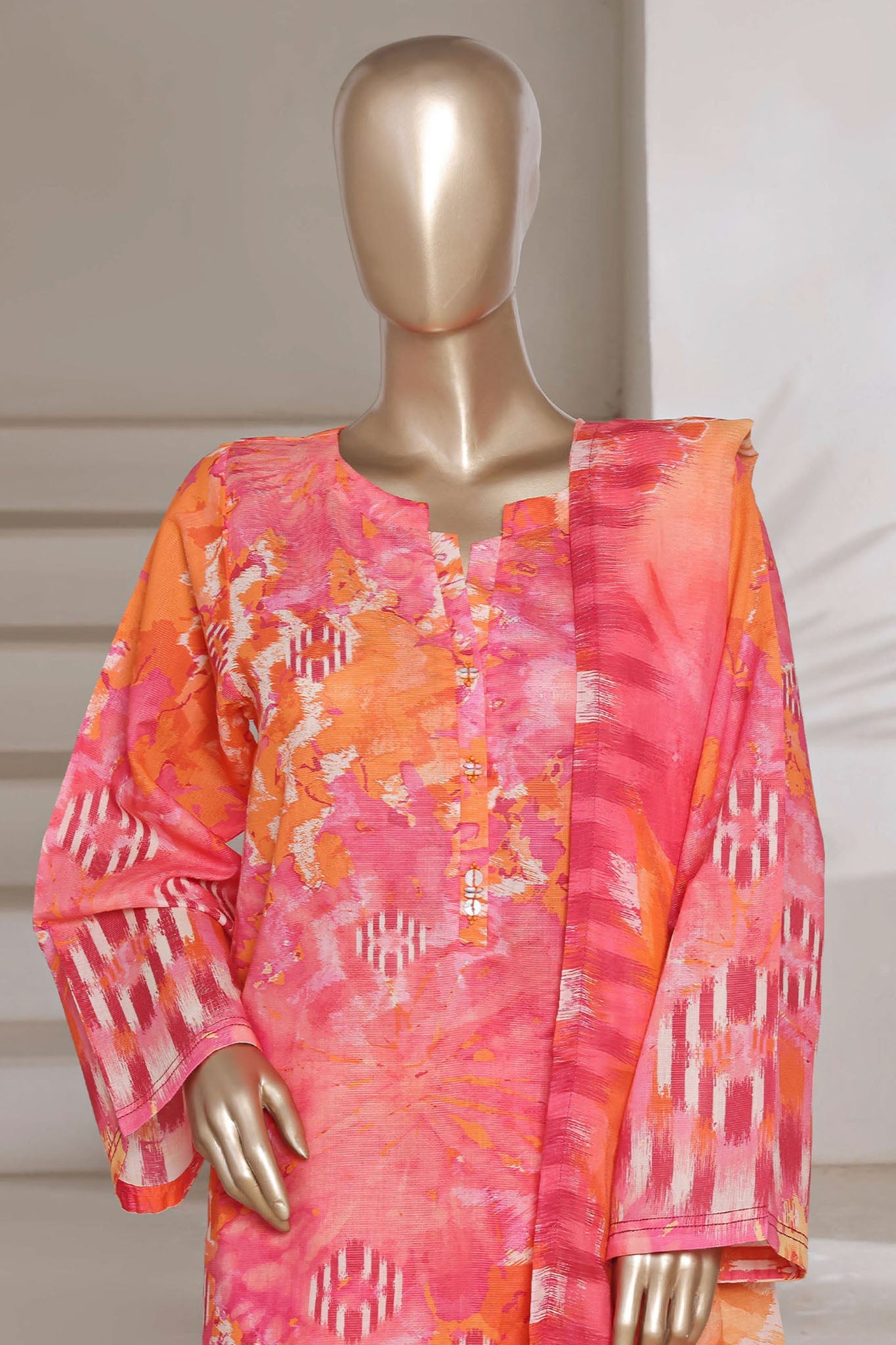 Sada Bahar Stitched 3 Piece Printed Shimmered Cambric Collection'2025-SC-302-PINK