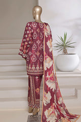 Sada Bahar Stitched 3 Piece Printed Shimmered Cambric Collection'2025-SC-304-MAROON