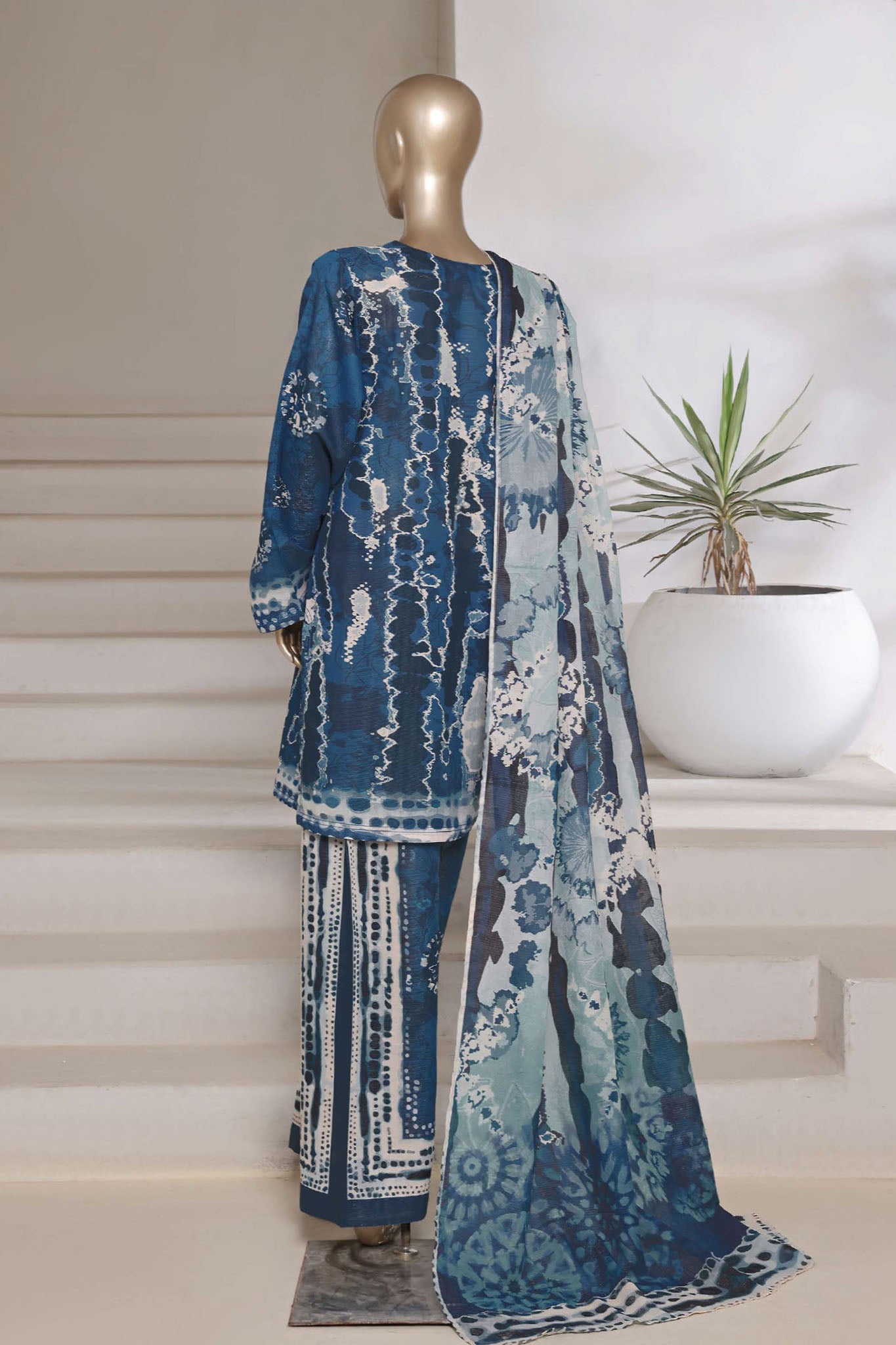 Sada Bahar Stitched 3 Piece Printed Shimmered Cambric Collection'2025-SC-305-BLUE