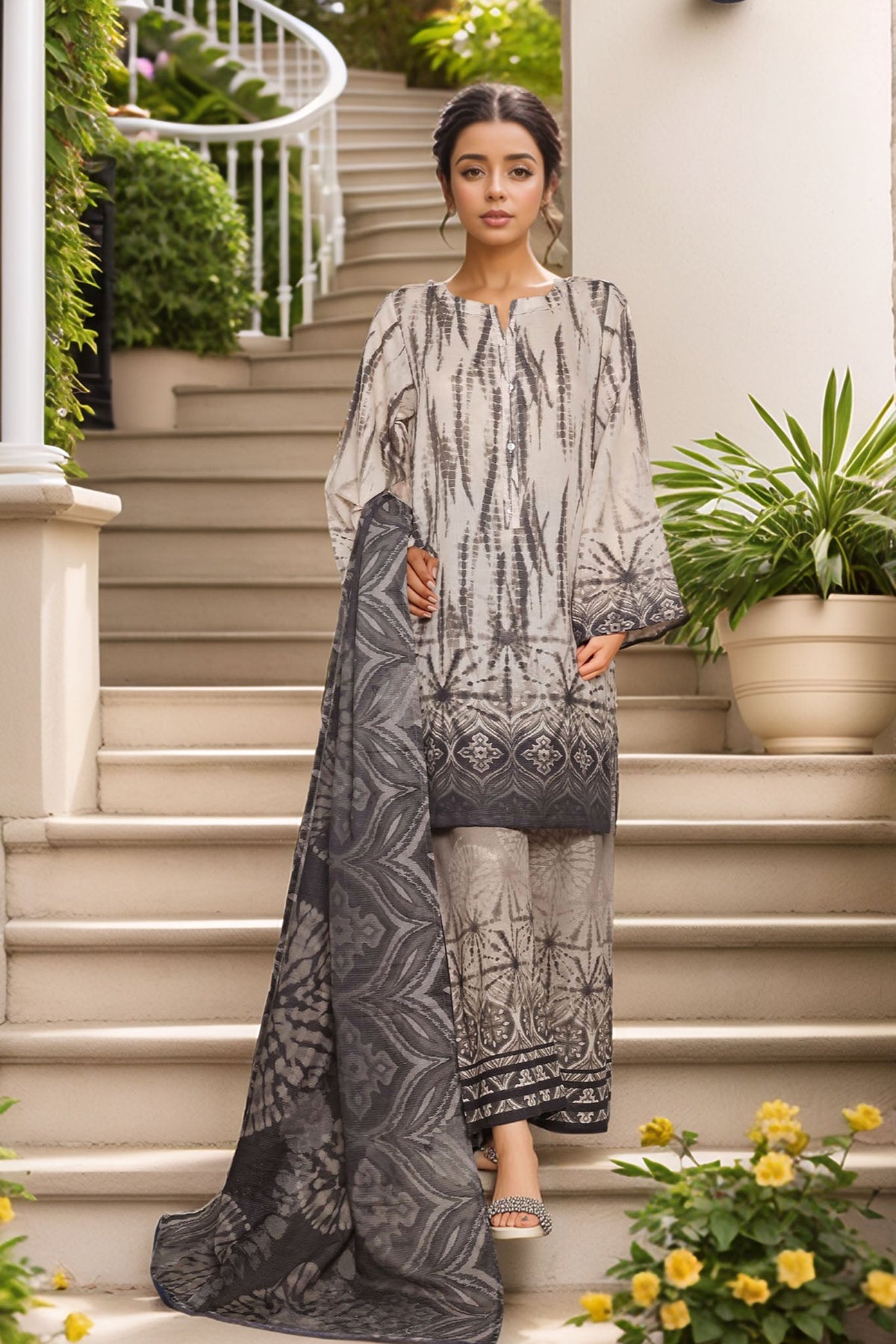 Sada Bahar Stitched 3 Piece Printed Shimmered Cambric Collection'2025-SC-306-SKIN