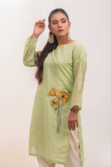 Silcot Stitched Summer Collection'2025-Alizeh  Soft Green Paper Cotton Shirt