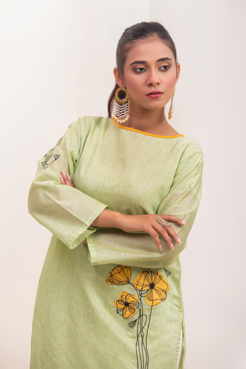 Silcot Stitched Summer Collection'2025-Alizeh  Soft Green Paper Cotton Shirt