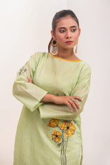 Silcot Stitched Summer Collection'2025-Alizeh  Soft Green Paper Cotton Shirt