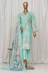 Bin Saeed Stitched 3 Piece Exclusive Printed Lawn Vol-04 Collection-SM-1331-Ferozi