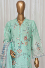 Bin Saeed Stitched 3 Piece Exclusive Printed Lawn Vol-04 Collection-SM-1331-Ferozi