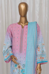 Bin Saeed Stitched 3 Piece Exclusive Printed Lawn Vol-03 Collection-SM-1341-Pink