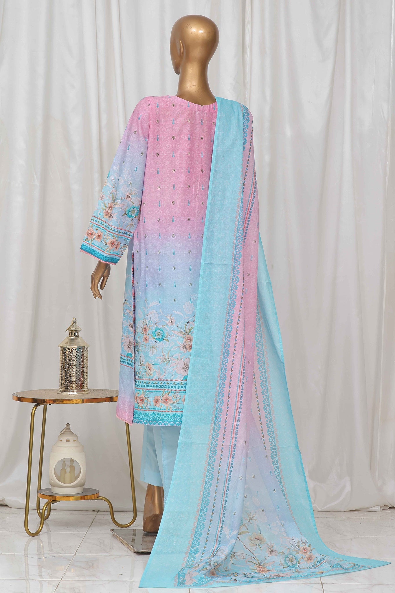 Bin Saeed Stitched 3 Piece Exclusive Printed Lawn Vol-03 Collection-SM-1341-Pink