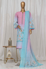 Bin Saeed Stitched 3 Piece Exclusive Printed Lawn Vol-03 Collection-SM-1341-Pink