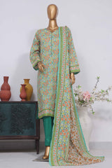 Bin Saeed Stitched 3 Piece Exclusive Printed Lawn Vol-02 Collection-SM-1384-Green