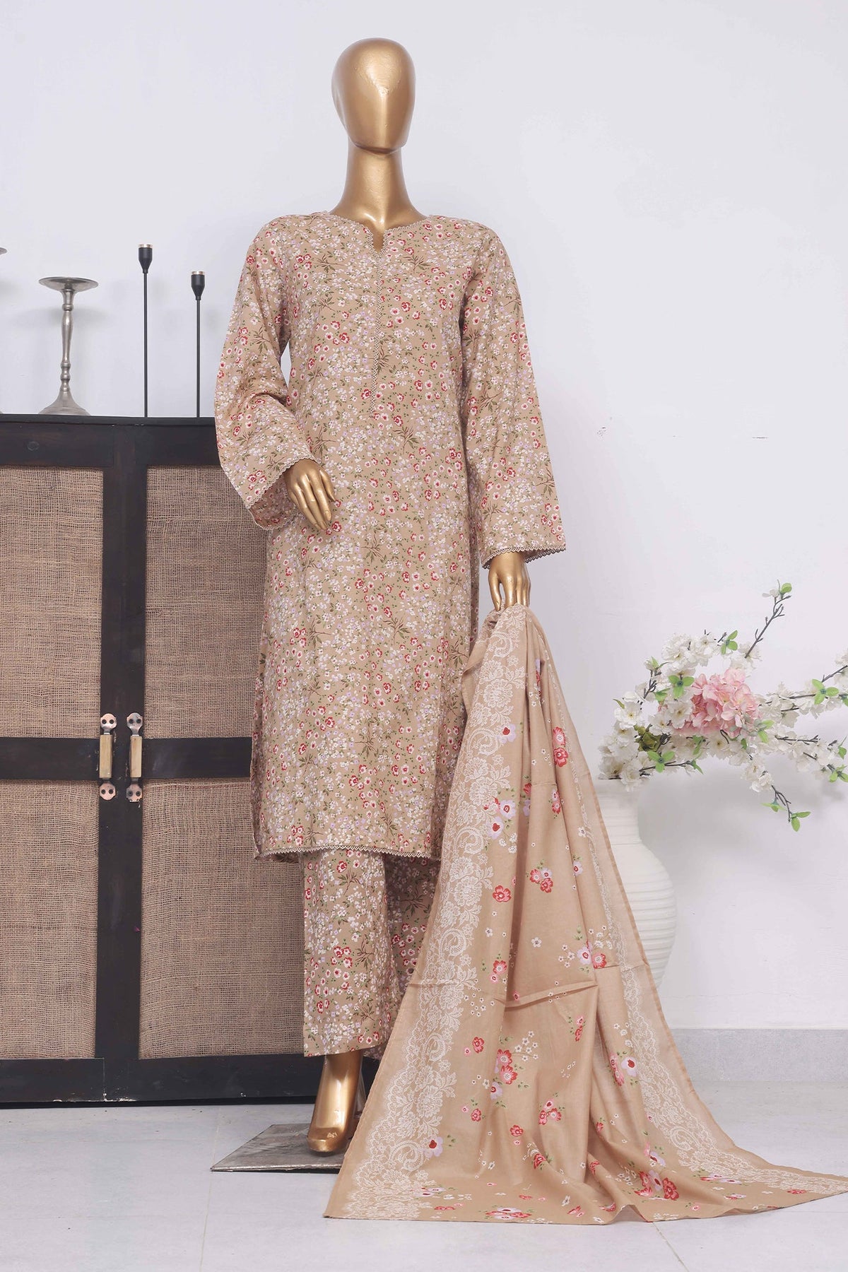 Bin Saeed Stitched 3 Piece Exclusive Printed Lawn Vol-03 Collection-SM-1394-Skin