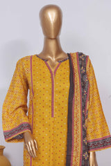 Bin Saeed Stitched 3 Piece Exclusive Printed Lawn Vol-02 Collection-SM-1425-Mustard