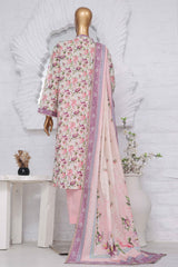Bin Saeed Stitched 3 Piece Exclusive Printed Lawn Vol-02 Collection-SM-1441-Pink