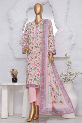 Bin Saeed Stitched 3 Piece Exclusive Printed Lawn Vol-02 Collection-SM-1441-Pink