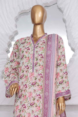 Bin Saeed Stitched 3 Piece Exclusive Printed Lawn Vol-02 Collection-SM-1441-Pink