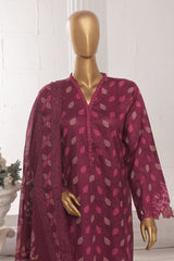 Bin Saeed Stitched 3 Piece Emb Lawn Frock Vol-03 Collection-SM-1640-Purple