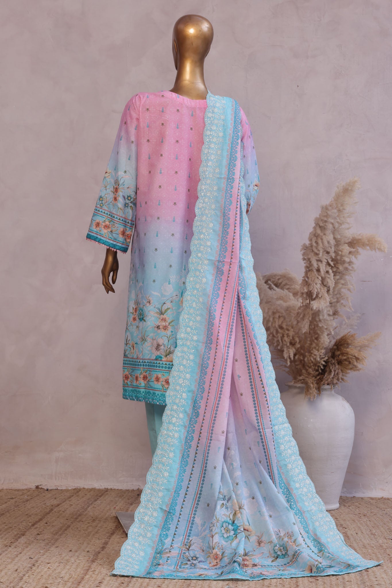 Bin Saeed Stitched 3 Piece Luxury Emb with Emb Dupatta Collection'2025-SM-1995-Pink