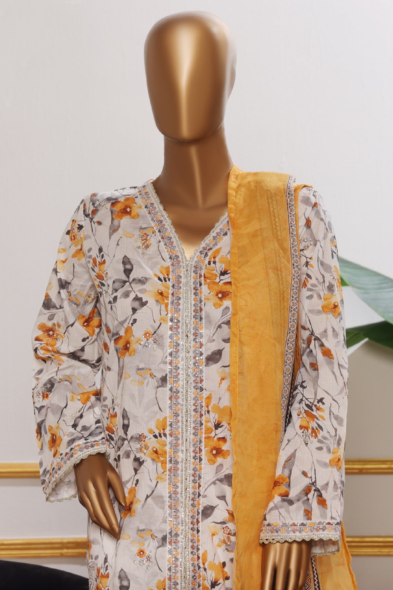 Bin Saeed Stitched 3 Piece Open Front Cutwork Kari Collection'2025-SM-2113-White