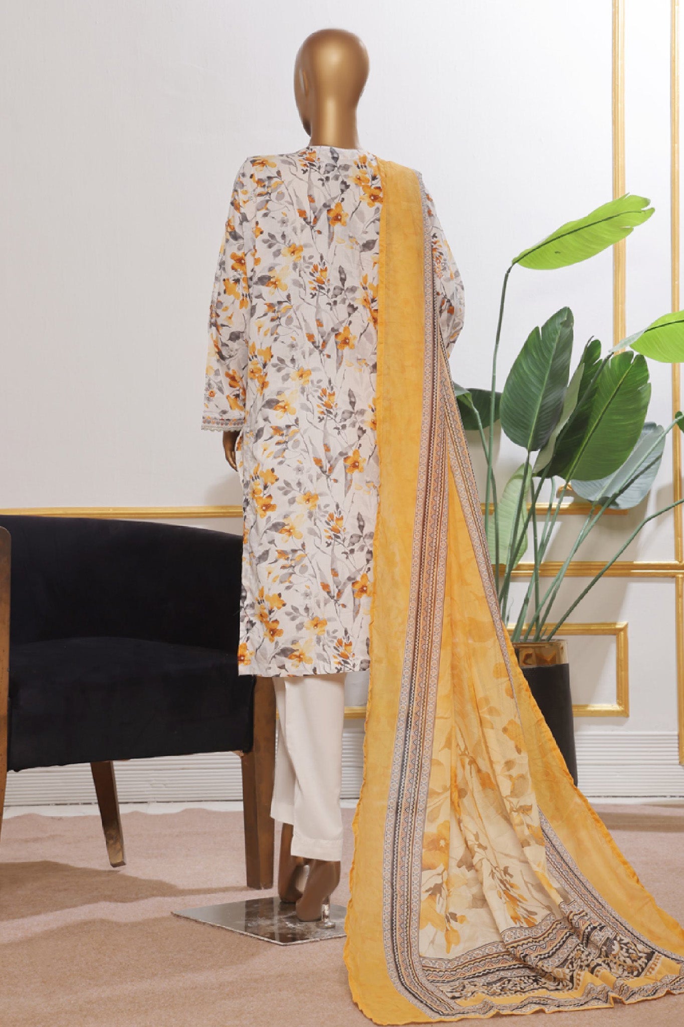 Bin Saeed Stitched 3 Piece Open Front Cutwork Kari Collection'2025-SM-2113-White