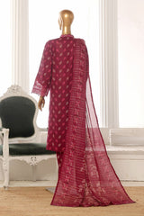 Bin Saeed Stitched 3 Piece Exclusive Lawn Frock Vol-01 Collection-SM-1458-Purple