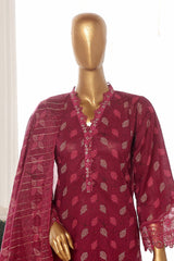 Bin Saeed Stitched 3 Piece Exclusive Lawn Frock Vol-01 Collection-SM-1458-Purple
