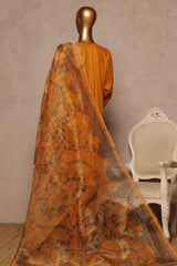Bin Saeed Stitched 3 Piece Luxe Plain Cotton With Chiffon Dupatta Collection'2025-SMPC-1955-Mustard