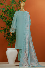 Muse By HZ Stitched 3 Piece Emb Cotton Slub Vol-01 Collection'2025-SSE-103-Aqua