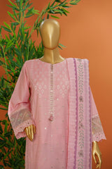 Muse By HZ Stitched 3 Piece Emb Cotton Slub Vol-01 Collection'2025-SSE-105-Pink