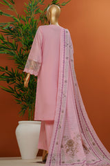 Muse By HZ Stitched 3 Piece Emb Cotton Slub Vol-01 Collection'2025-SSE-105-Pink