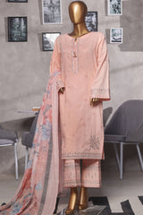 Muse By HZ Stitched 3 Piece Emb Cotton Self Jacquard Vol-02 Collection'2025-SSJ-2502-Pink