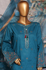 Muse By HZ Stitched 3 Piece Emb Cotton Self Jacquard Vol-02 Collection'2025-SSJ-2503-Teal