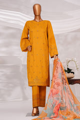 Muse By HZ Stitched 3 Piece Emb Self Cotton Jacquard Vol-05 Collection'2025-SSJ-2506-Mustard