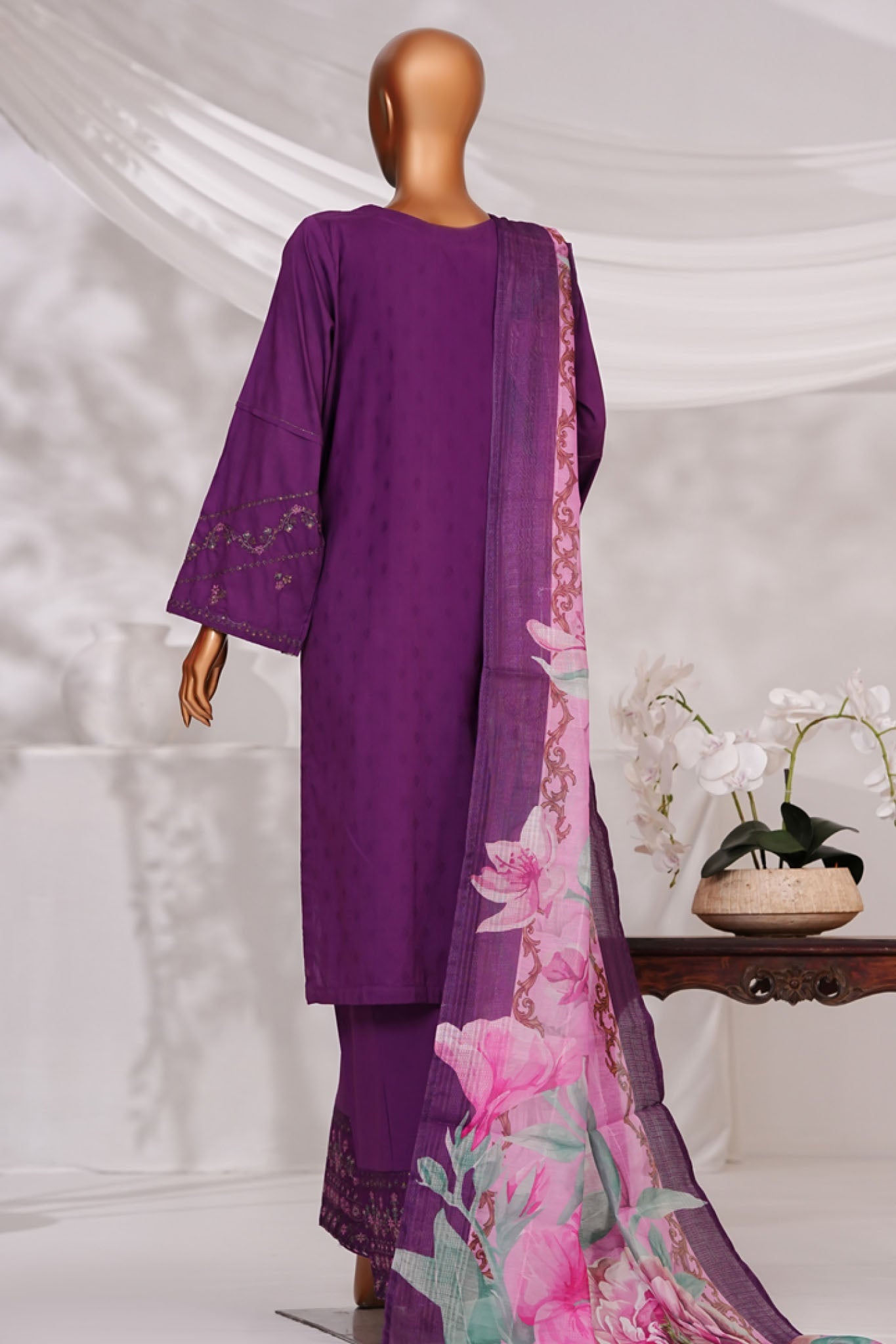 Muse By HZ Stitched 3 Piece Emb Self Cotton Jacquard Vol-05 Collection'2025-SSJ-2506-Purple