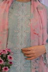 Nura By Sahar Stitched 3 Piece Emb Lawn Vol-02 Collection'2025-SSPN-MA-04-Rosemint Bloom