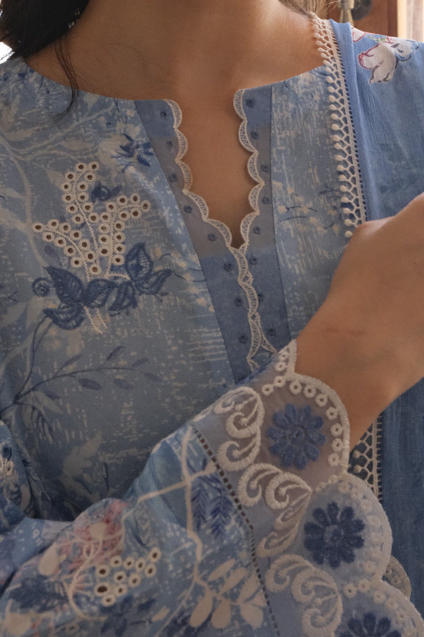 Nura By Sahar Stitched 3 Piece Emb Lawn Vol-02 Collection'2025-SSPN-MA-05-Azure Petals