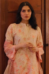 Nura By Sahar Stitched 3 Piece Emb Lawn Vol-02 Collection'2025-SSPN-YA-06-Peach Garden