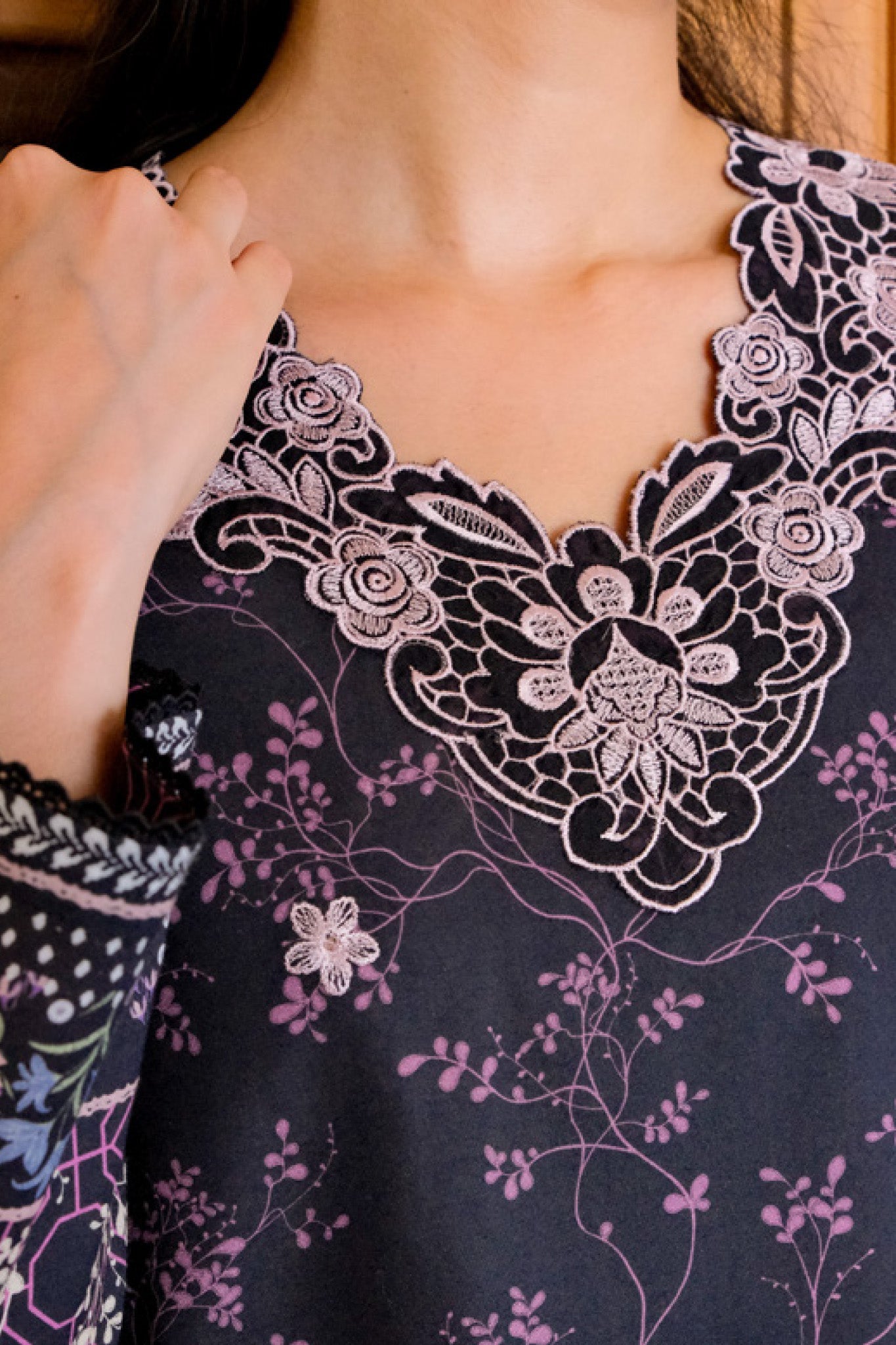 Nura By Sahar Stitched 3 Piece Emb Lawn Vol-02 Collection'2025-SSPN-ZA-07-Midnight Petals